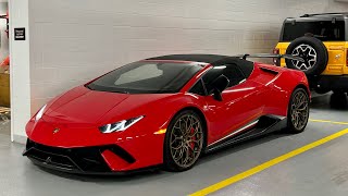 2019 Lamborghini Huracan Performante Spyder  Revs  Walkaround in 4k [upl. by Ardnekal677]