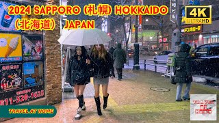 4k hdr japan travel 2024 l Heavy Snow Walk in Sapporo 札幌 Hokkaido（北海道） Relaxing Natural ambience [upl. by Oicor]