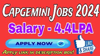 Capgemini Jobs for Freshers 2024 Recruitment for Software Engineer Salary – upto4 4 LPA [upl. by Noiram305]