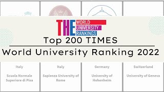 2022Top 200 TIMES World University Ranking 2022｜Times higher education 2022 University Ranking [upl. by Januarius229]