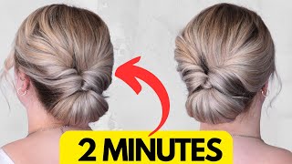 EASY 2 Minute rolled chignon bun hair tutorial [upl. by Sesiom]