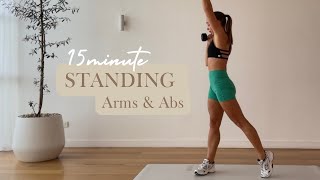 15MINUTE STANDING ARMS amp ABS  With Weights upper body tone amp sculpt no repeats [upl. by Ramad]