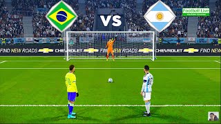 Brazil vs Argentina  Penalty Shootout  FIFA World Cup  Messi vs Neymar  eFootball PES Gameplay [upl. by Blackstock]