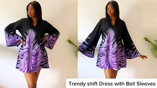 How to Cut amp Sew This Shift Dress with Stylish Neckline amp Bell Sleeves [upl. by Alix696]