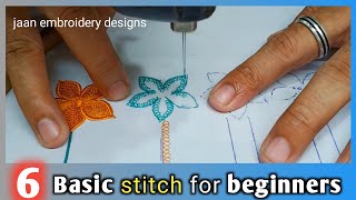 Basic embroidery for beginners  How to embroider  Basic machine embroidery stitch [upl. by Nameerf]