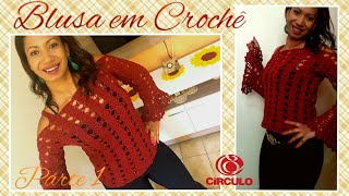 Blusa de Crochê Marsala  Prte 1\2 Por Vanessa Marcondes [upl. by Mccollum]