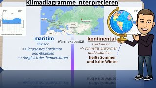 Klimadiagramm interpretieren  kontinental vs maritim [upl. by Enelrahc]