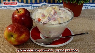 ESPECIAL PARA LA DIETA POSTRE DE YOGUR Y MANZANA SOLO 3 INGREDIENTES [upl. by Luing]