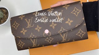 Louis Vuitton Emilie wallet rose ballerine unboxing [upl. by Drice295]