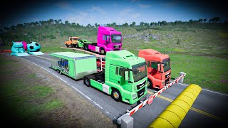 TRANSPORTING PIXAR CARS amp FRUITS WITH COLORED amp JOHN DEERE vs CLAAS vs TRACTORS  BeamNGdrive 95 [upl. by Sevein]