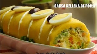 Causa Rellena de Pollo con Verduras  Causa en forma de Pionono [upl. by Svetlana]