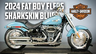 NEW 2024 HarleyDavidson® Fat Boy® 114 FLFBS  Sharkskin Blue [upl. by Sarad]