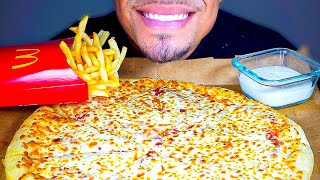 ASMR LITTLE CAESARS CHEESE PIZZA WITH RANCH SAUCE BIG BITESMCDONALDS FRIES EATING SHOW MOUTHSOUNDS [upl. by Shelby]