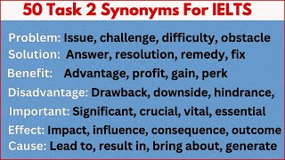 50 Most Commonly Used Words with Synonyms in IELTS Writing Task 2 [upl. by Jeaz]