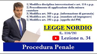 Procedura Penale Lezione n34 Aggiornamento alla L 1142024 cd Legge Nordio [upl. by Annert866]