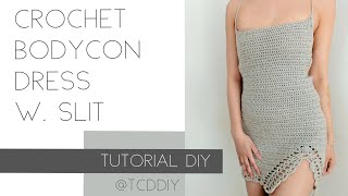 Crochet Bodycon Dress With Slit  Tutorial DIY [upl. by Qahsi]