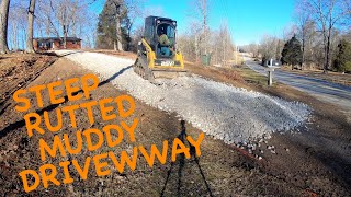 Repairing a Steep Rutted Muddy Gravel Driveway [upl. by Enelyw]