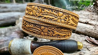 Part 1 Making a Leather Acorn and Oak Leaf Belt Start to Finish [upl. by Yance]