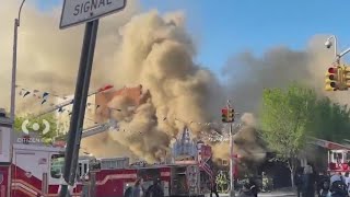 FDNY fights large fire in Brooklyn officials [upl. by Aniretac]