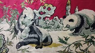 CURIOS for the CURIOUS 159 Giant Panda Bears Tapestry Rug Hong Kong mid 20th century [upl. by Tanney]