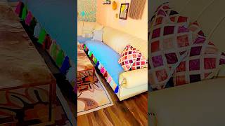 Diy Sofa Cover From Bedsheet Tassel Sofa Cover Diy diy bohodecor livingroomdecor 🥰 [upl. by Yeclehc]