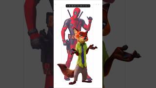 Nick Wilde as Deadpool deadpool3 deadpoolfanart zootopia digitalartist shorts [upl. by Feil]