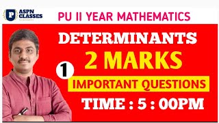 Determinants 2 MARKS IMPORTANT QUESTIONS 2024  Area of triangle using determinants class 12 [upl. by Leviram]