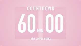 60 Min  1 Hour  Countdown Flip Clock Timer  Simple Beeps 🌸🔔 [upl. by Ynneh355]