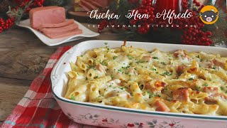 CHICKEN HAM ALFREDO BAKED PASTA  Noche Buena Recipe with Virginia Festive Hams  Filipino Cooking [upl. by Bivins]