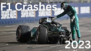 F1 CRASHES 2023 and their Damage Level [upl. by Standford859]