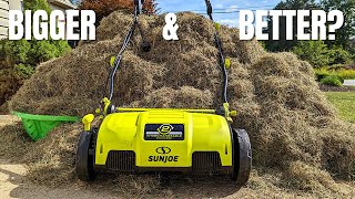 DIY Dethatching Using 15” Sunjoe Dethatcher amp Scarifier  Spring amp Fall Lawn Care [upl. by Airakaz]