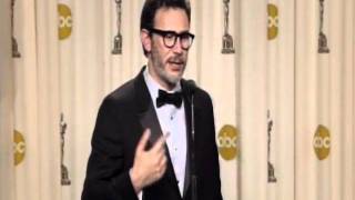 Oscars 2012 Michel Hazanavicius Best Director from THE ARTIST Backstage Interview HD  ScreenSlam [upl. by Auoh]