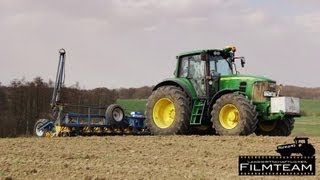 John Deere 7530 Premium mit Kleine Unikorn 18 reihgie Rübenlege am Rüben legen [upl. by Gavini52]