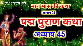 माघ मास कथा  अध्याय 28  Magh Maas Ki Katha 28  Magh mahatmya adhyay 28  पद्म पुराण कथा अध्याय 45 [upl. by Ahsinor]