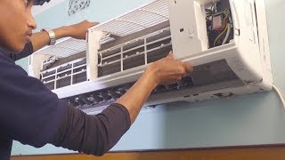 HOW TO OPEN SPLIT AC INDOOR UNIT FOR SERVICING OR CLEANIING [upl. by Ecirtap]