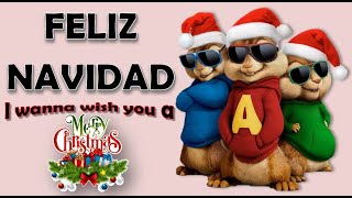 Chipmunks  Feliz Navidad with lyrics 🎅I Wanna Wish you a Merry Christmas🎅🎄 [upl. by Llehsim]