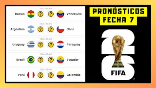 PRONÓSTICOS DE LA FECHA 7  Eliminatorias Sudamericanas  ¿Cuál será el marcador de los encuentros [upl. by Ardeahp]