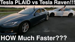 2021 Tesla Plaid vs 2019 Tesla Raven Model S Ludicrous THREE 14 mile Drag Races with Timeslips [upl. by Diley182]