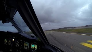 Wideroe Dash 8Q400 crosswind landing and takeoff at Haugesund Norway [upl. by Jagir386]