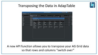 Transposing AG Grid data using AdapTable [upl. by Garner355]