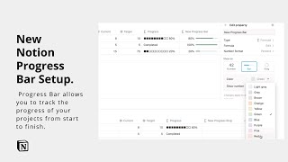 New Notion Progress Bar Setup  Notion Template  Building with msyo [upl. by Kussell]