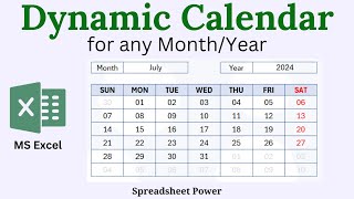 Dynamic Calendar for Any Month and Year in Excel [upl. by Lessirg]