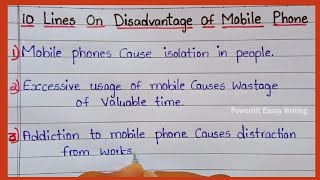 10 Lines On Disadvantages Of Mobile Phone  PowerliftEssayWriting  Disadvantages Of Mobile [upl. by Luahs752]