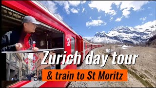 Zurich city tour and see the magnificent views to St Moritz by train [upl. by Nahallac]