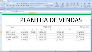 Curso de Excel Cálculo de percentagem na horizontal e vertical Enem Vestibular Concurso Matemática E [upl. by Nohtahoj668]