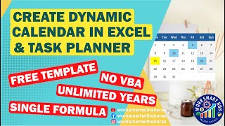 Interactive Calendar Excel  Unlimited Years with a Single Formula  Work Smart Hub [upl. by Asiuqram994]