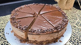 Torta al cioccolato più gustosa del mondo ricetta facile e veloce Niente forno uova e gelatina [upl. by Naicad]