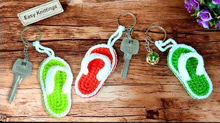 How To Crochet slippers keychain Step By Step For Beginners  Crochet Keychain Tutorial [upl. by Courtney]