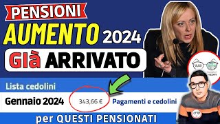 ⚡️ PENSIONI GENNAIO 2024 ➡ IMPORTI CEDOLINI CON AUMENTO GIà ARRIVATI❗️ PER QUESTI PENSIONATI FRAGILI [upl. by Elyrrad]