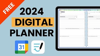 2024 digital planner for ipad amp Goodnotes  free hyperlinked planner [upl. by Oramug]